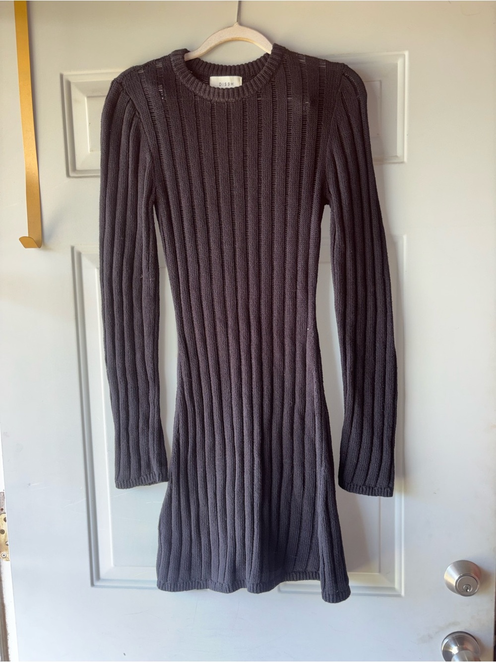 DISSH black long sleeve ribbed sweater dress size S